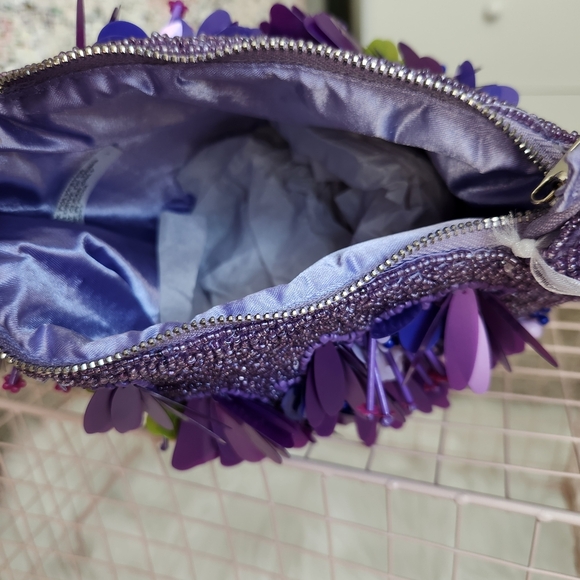 T.J.Maxx Purple Mini Bag with Floral Accents - Picture 4 of 4